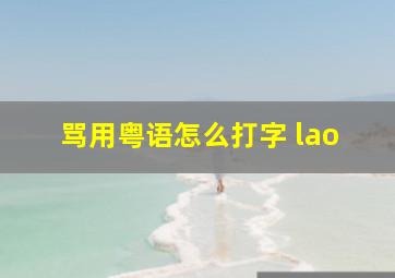 骂用粤语怎么打字 lao